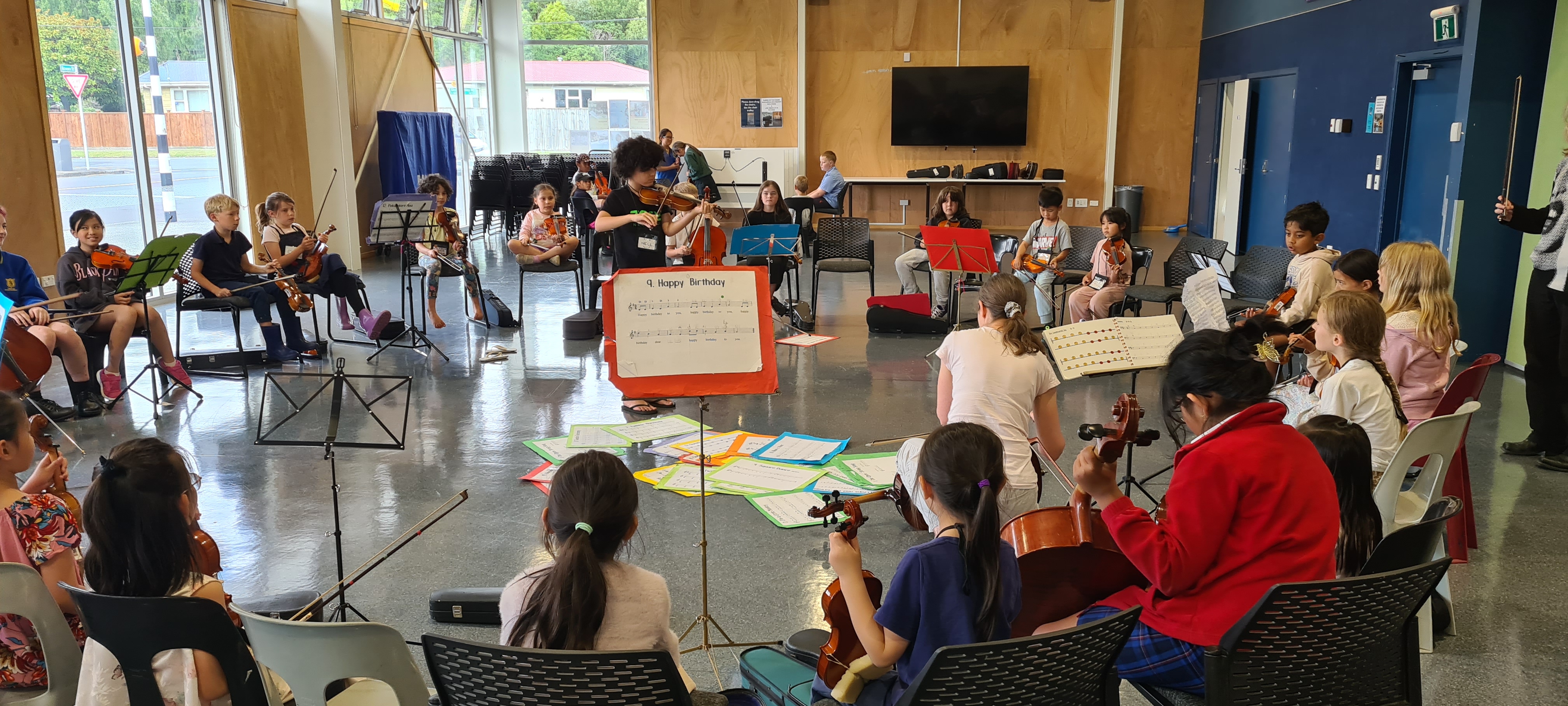 Young musicians rehearsing in Stokes Valley